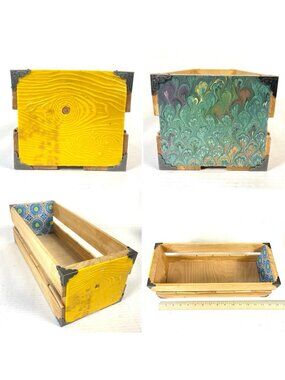 Artisanal Decorative Storage Crate Planter OOAK Wooden CD Box Organizer Boho